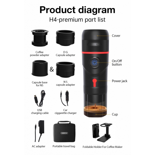 Преносима кафемашина за автомобил или камион HiBREW 