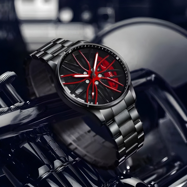 Стилен мъжки часовник с дизайн - джанта 