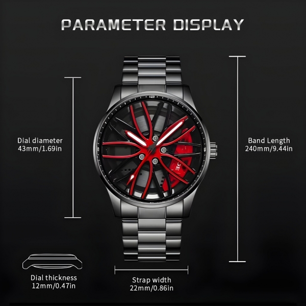 Стилен мъжки часовник с дизайн - джанта 