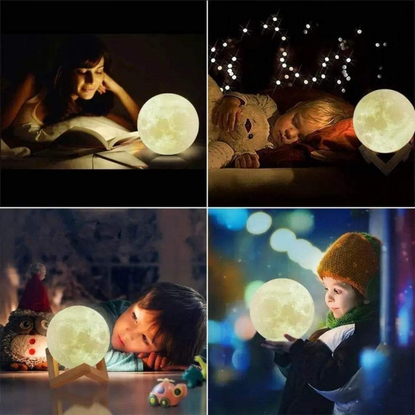 Нощна лампа с формата на луна – диаметър 10 см 