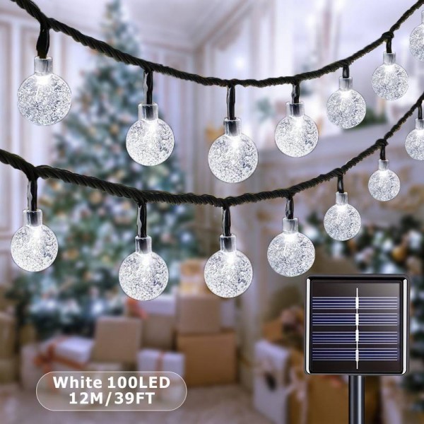 Соларни LED лампички с 100бр. топли бели светлини