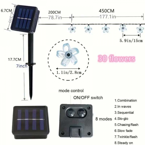 Соларни LED лампички във формат на цветенца