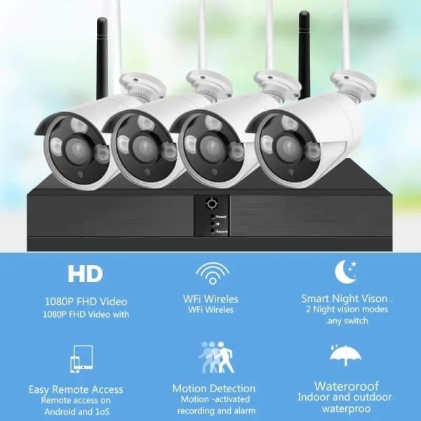 Видеонаблюдение с 4 безжични камери и NVR устройство