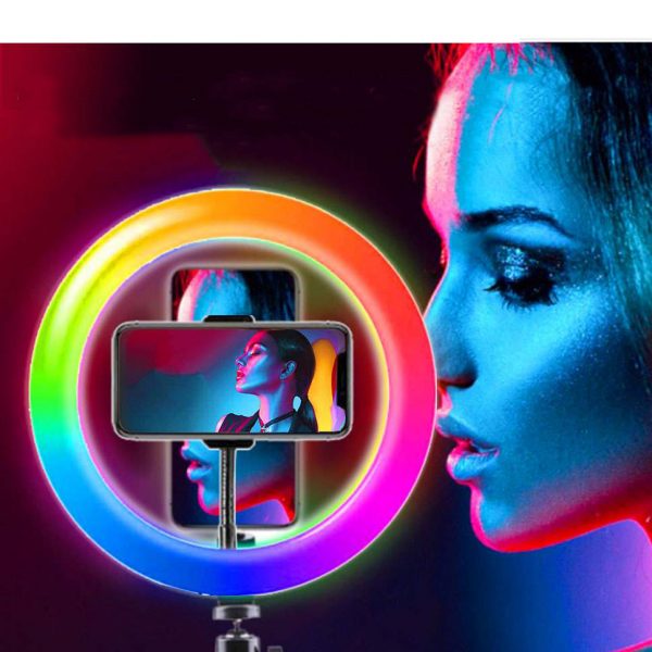 Ринг лампа със статив RGB 26 см.