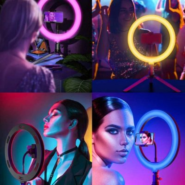 Ринг лампа със статив RGB 26 см.