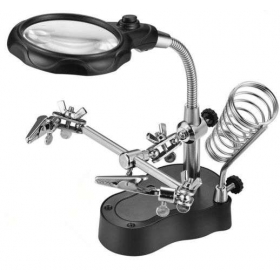 Работна станция – комплект тип “Трета ръка” с лупа и LED лампа