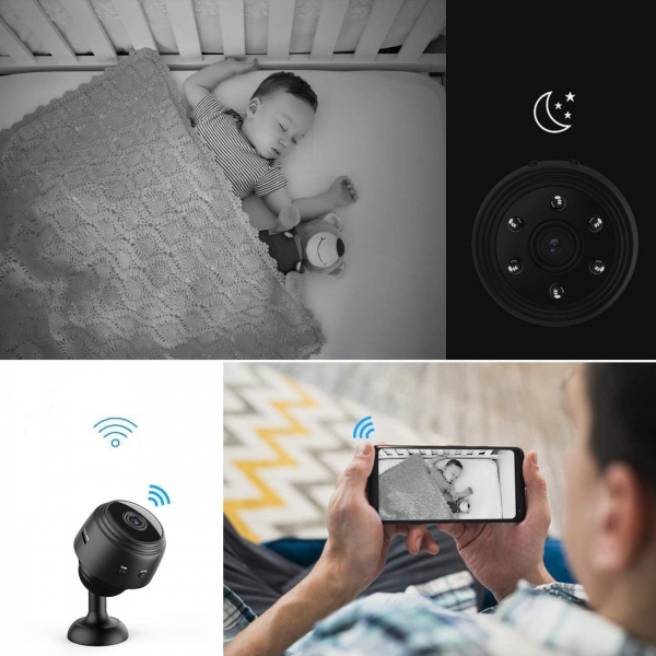 Wi-Fi Мини камера, с магнитна основа и вградена батерия 