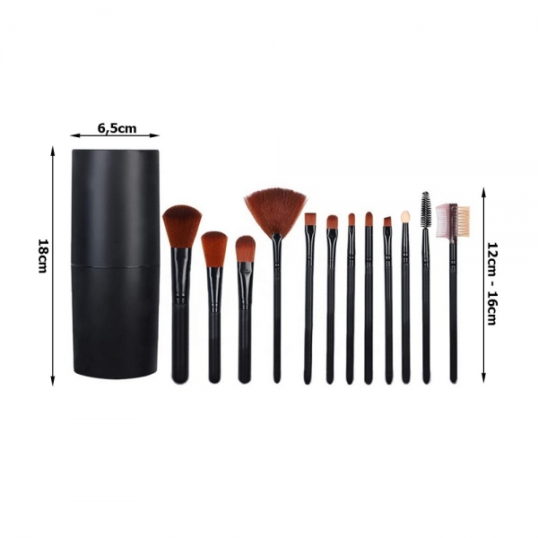 Комплект професионални четки за грим 12 бр. в калъф
