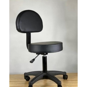 Козметична табуретка с облегалка, черен цвят