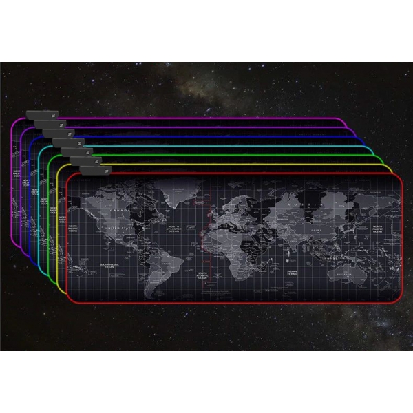 Светеща компютърна подложка с RGB осветление – World Map