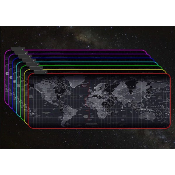 Светеща компютърна подложка с RGB осветление – World Map