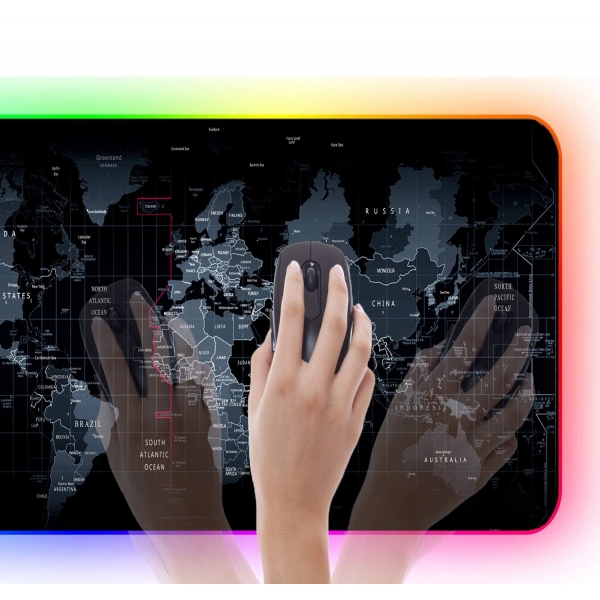 Светеща компютърна подложка с RGB осветление – World Map