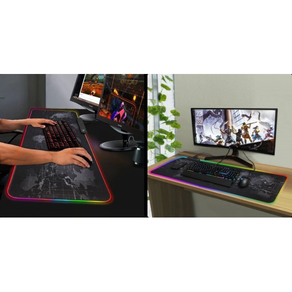 Светеща компютърна подложка с RGB осветление – World Map