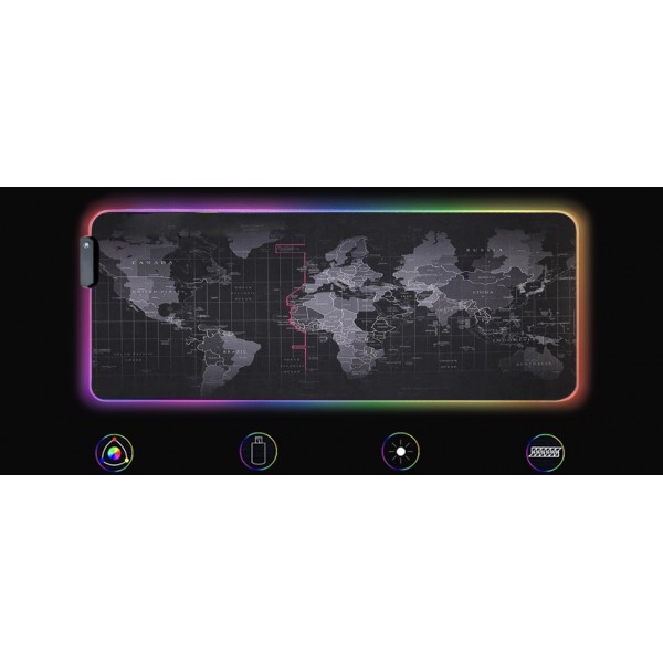 Светеща компютърна подложка с RGB осветление – World Map