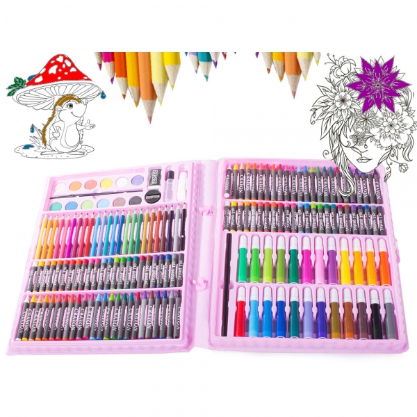 Детски арт комплект куфар за рисуване и оцветяване. 168 елемента!