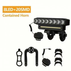 Супер мощен LED фар за велосипед с клаксон Супер мощен LED фар за велосипед с клаксон