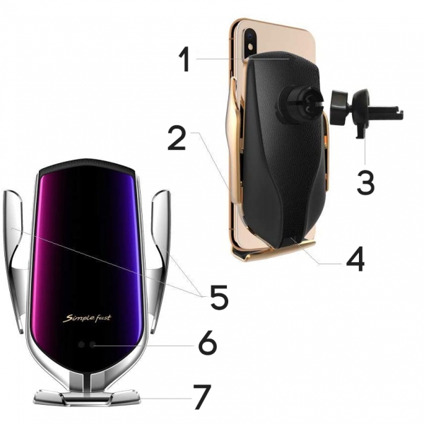 Поставка за телефон за автомобил с безжично зареждане Delux  