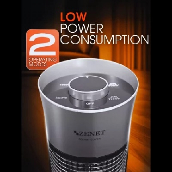 Инфрачервен нагревател ZENET ZET-516, сребрист, 1000W, 2 режима, 180° въртене, отопление до 20 m²