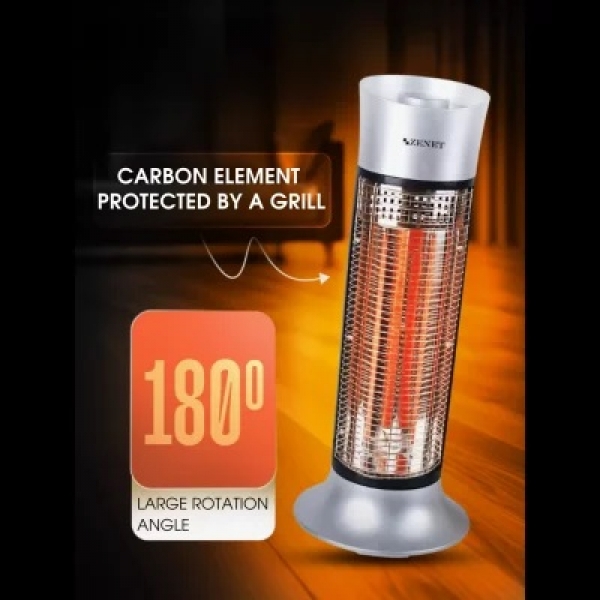 Инфрачервен нагревател ZENET ZET-516, сребрист, 1000W, 2 режима, 180° въртене, отопление до 20 m²