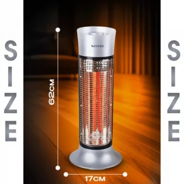 Инфрачервен нагревател ZENET ZET-516, сребрист, 1000W, 2 режима, 180° въртене, отопление до 20 m²