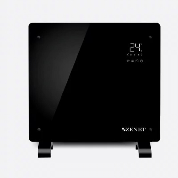 Черен стъклен конвектор Zenet 523, подов и стенен конвектор 1000W