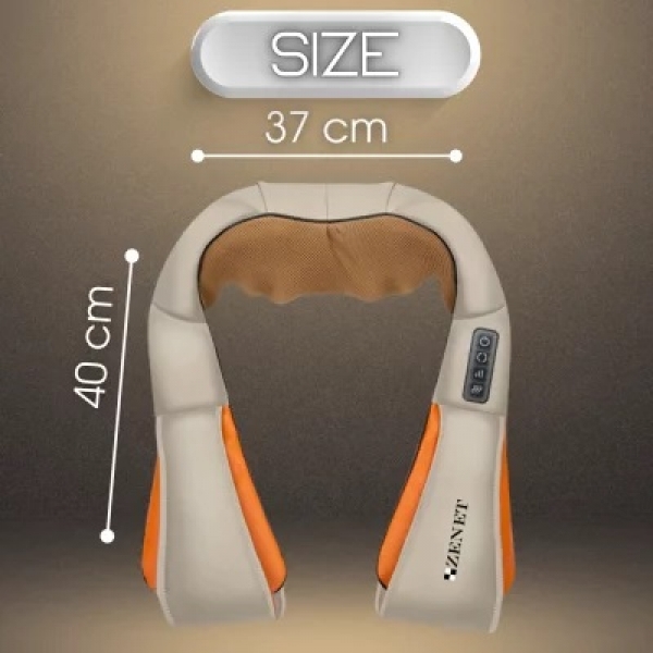 Шиацу масажор за гръб, рамене и врат ZENET-757 с функция за затопляне - Бежов